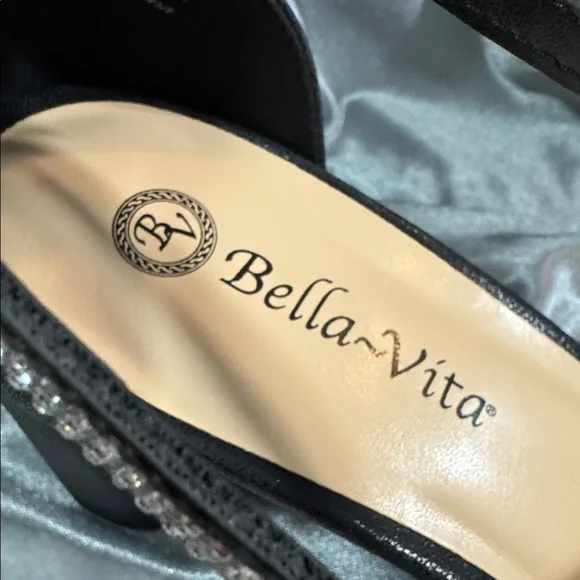 Bella Vita Aliette Black Rinestone Accents Heeled Dress Sandal - Women's 10 WW - Picture 11 of 14